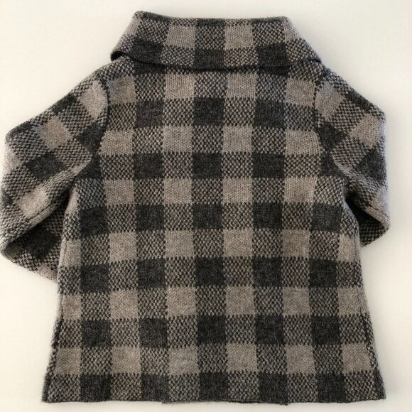 Ellen Tracy Check Pattern Long Sleeve Shawl Collar Sweater Jacket Grey Size M - Picture 9 of 13